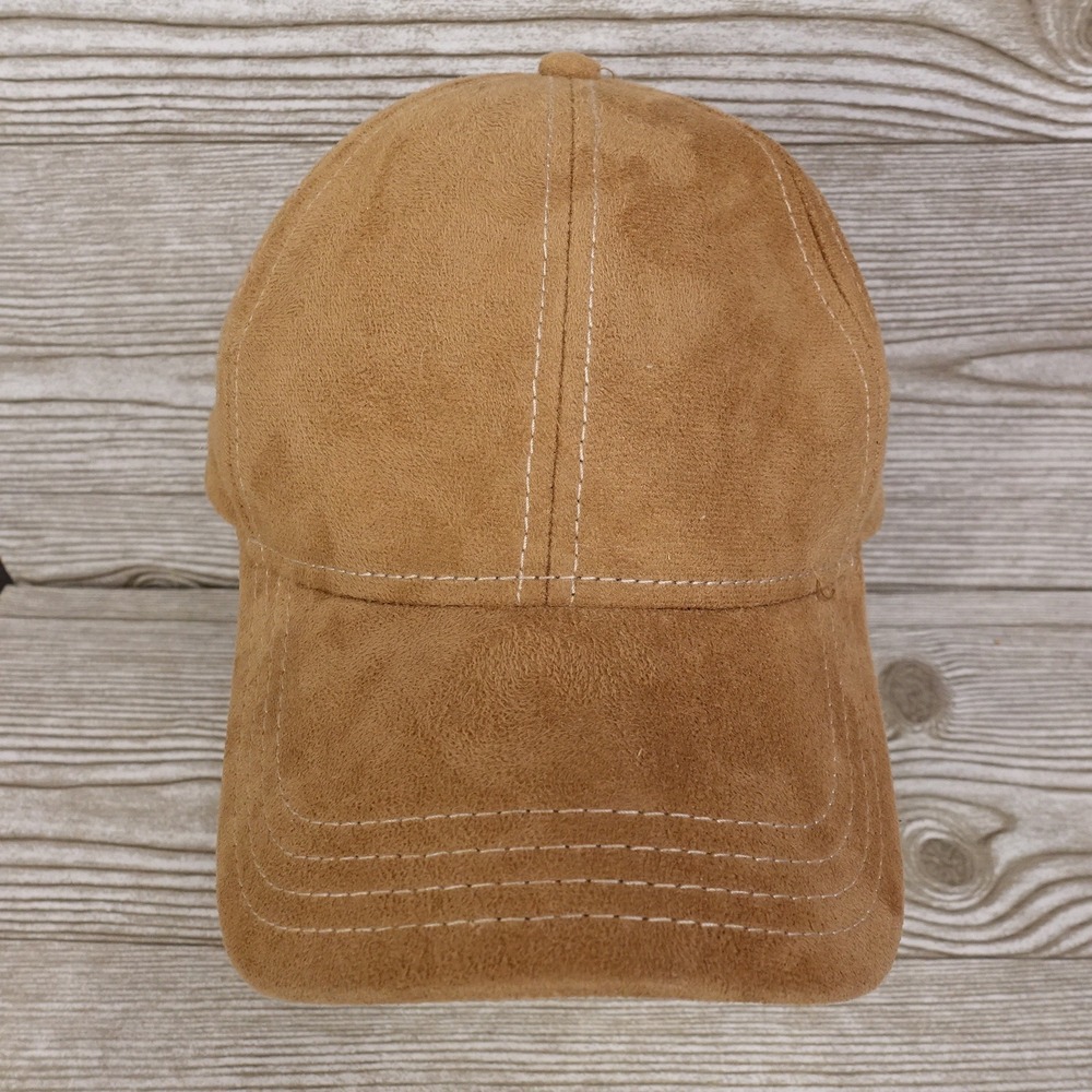 C.C. EXCLUSIVE BROWN FELT SUEDE LIKE ADJUSTABLE BASEBALL HAT CAP